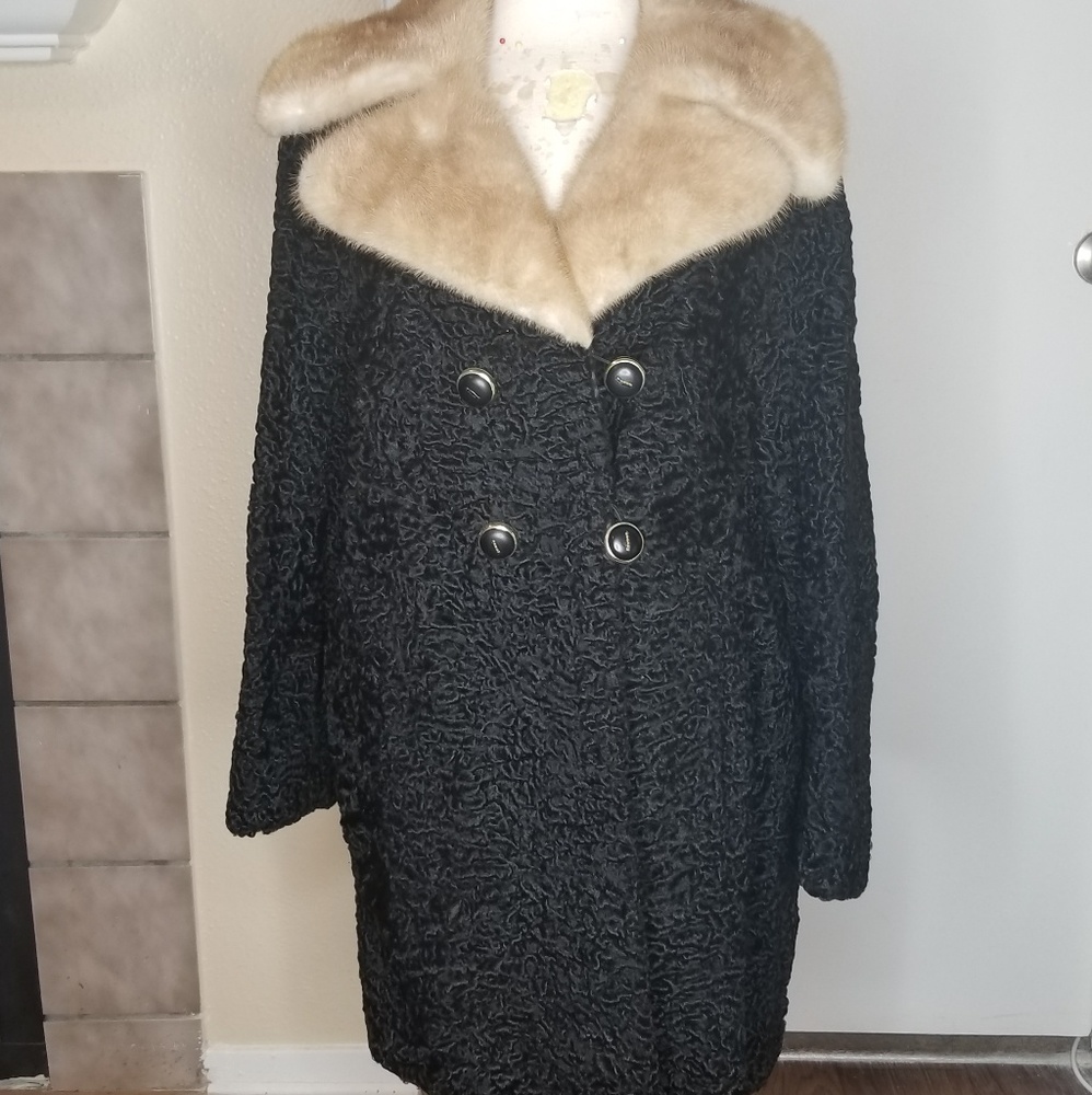 Vintage lamb and mink coat